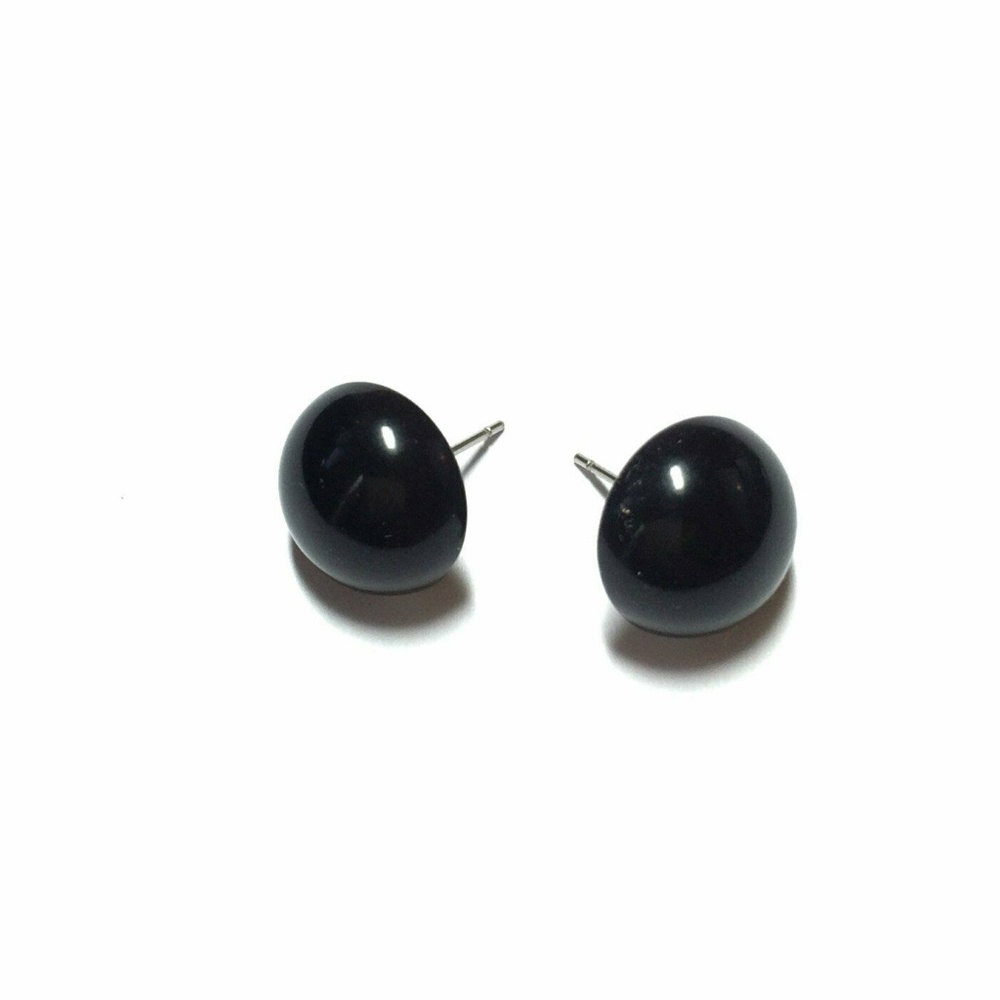 Vintage Lucite Domed Retro Button Stud Earrings